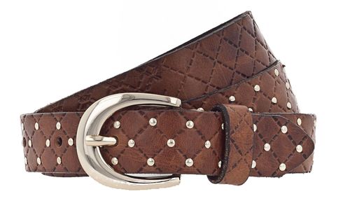 b.belt Lilou Gold Leder-Nietengürtel W95 Cognac