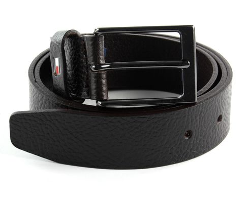 TOMMY HILFIGER Layton Pebble Leather Belt 3.5 W85 Testa di Moro