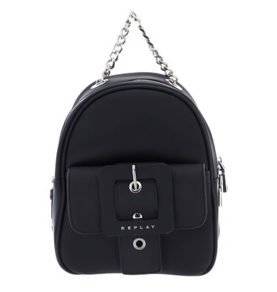 REPLAY Backpack with Pocket and Maxi Buckle Black
