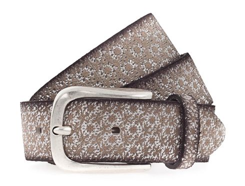 b.belt Tessa Gold Ledergürtel W100 Creme / Silver Metallic