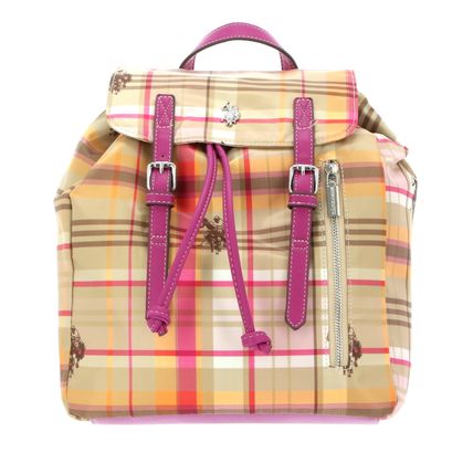 U.S. POLO ASSN. Houston Checked Backpack Checked Fuchsia