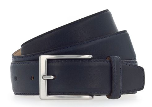 Vanzetti Dresscode: Business 35mm Cambered Full Leather Belt W110 Nightblue - kürzbar