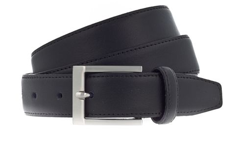 Vanzetti Dresscode: Business 30mm Cambered Leather Belt W85 Black - kürzbar