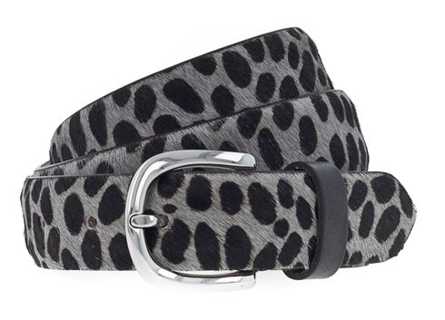 Vanzetti Animal Scouting 30mm Cambered Cow Fur Leather Belt W105 Leo Gray - kürzbar