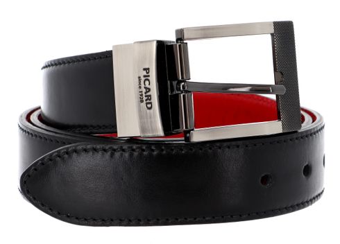 PICARD Belt 2 Leather Belt W115 Schwarz / Rot - kürzbar