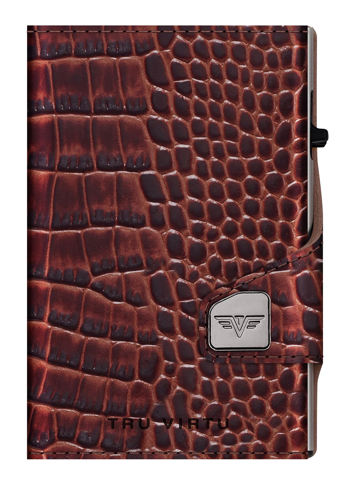 TRU VIRTU Click & Slide Wallet Croco Brown / Silver