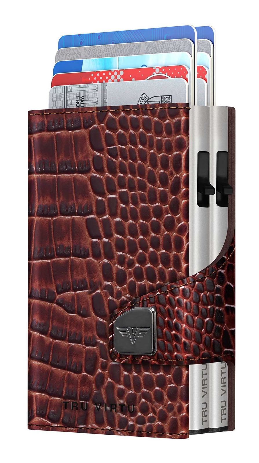 TRU VIRTU Click & Slide Doublewallet Croco Brown / Silver