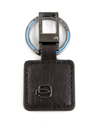 PIQUADRO Black Square Keychain With Carabiner Testa di Moro