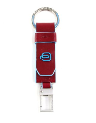 PIQUADRO Blue Square Keychain With Carabiner Rosso