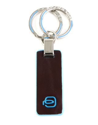 PIQUADRO Blue Square Two-Ring Keychain Mogano