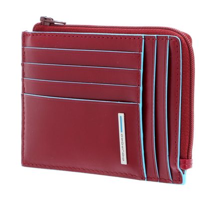 PIQUADRO Blue Square Zipper Coin Pouch RFID Rosso