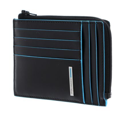 PIQUADRO Blue Square Zipper Coin Pouch RFID Nero