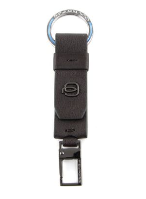 PIQUADRO Black Square Keychain With Carabiner Testa di Moro