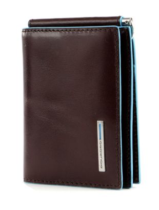 PIQUADRO Blue Square Vertical Men´s Wallet with Clip Mogano