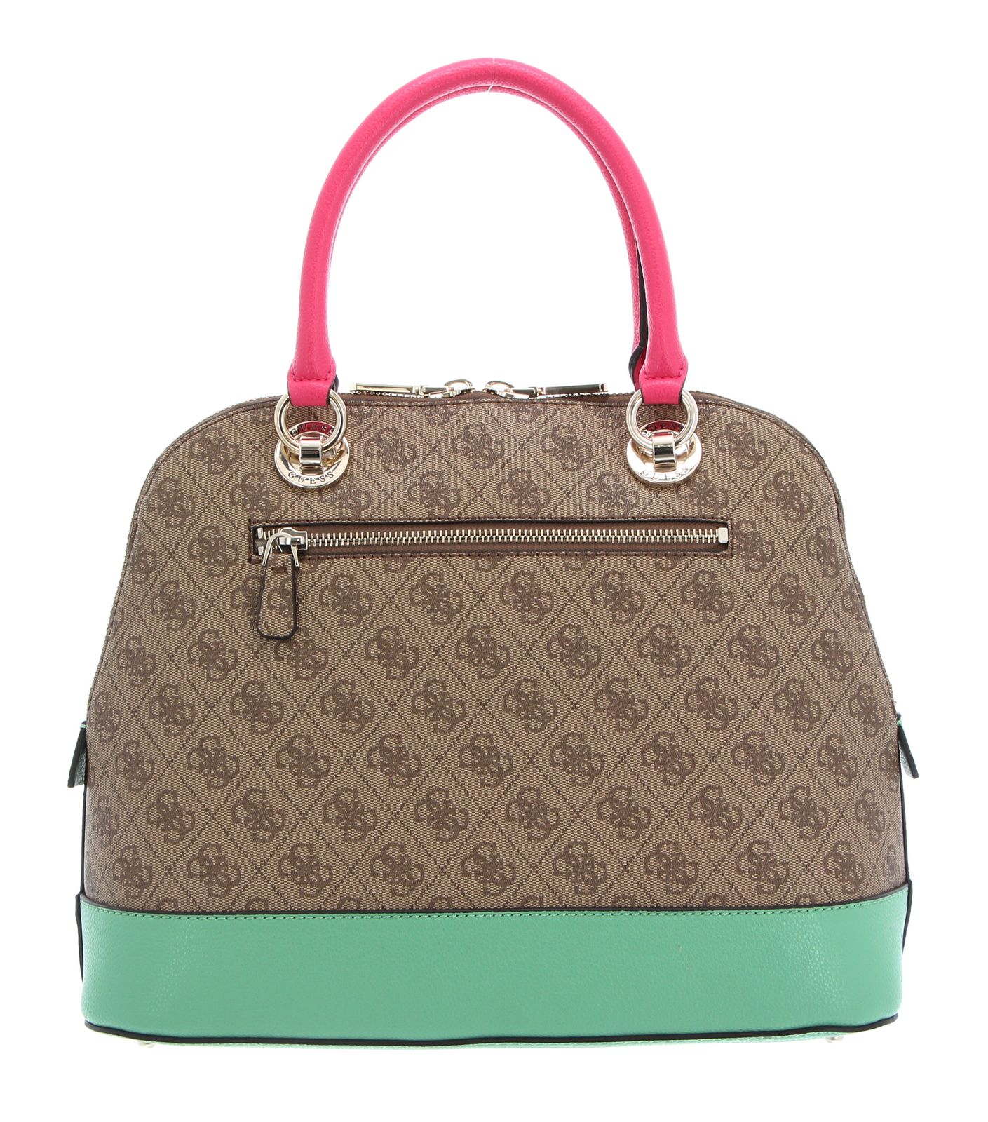 GUESS Cathleen Large Dome Satchel Handtasche Tasche Brown Multi Braun