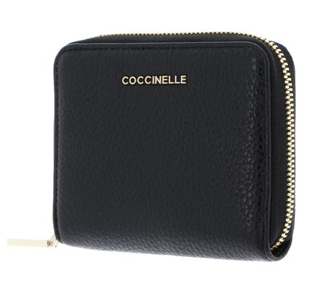 COCCINELLE Metallic Soft Leather Zip Around Wallet Noir