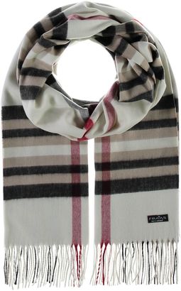 FRAAS Cashmink® Scarf with FRAAS Plaid Cream-White