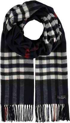 FRAAS Cashmink® Scarf with FRAAS Plaid Blue