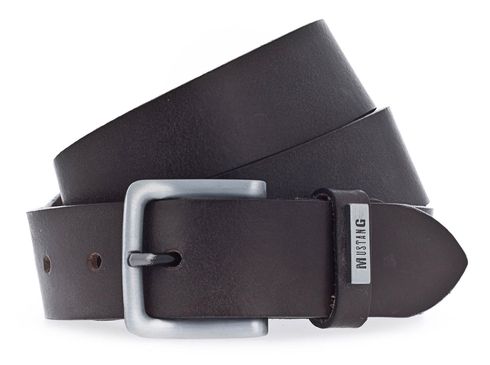 MUSTANG Adjustable Leather Belt 3.5 W95 Dark Brown - shortenable