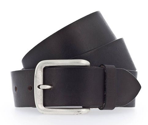 MUSTANG Adjustable Leather Belt W105 Dark Brown - shortenable