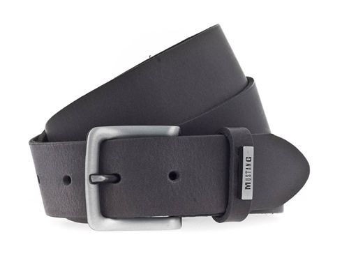 MUSTANG Adjustable Leather Belt 3.5 W100 Dark Grey - shortenable