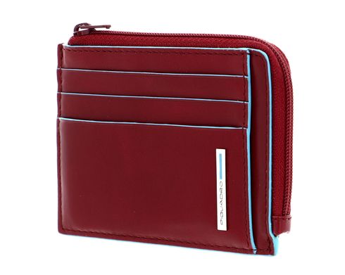 PIQUADRO Blue Square Zipper Coin Pouch RFID Rosso