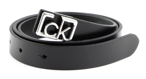 Calvin Klein Small CK Plaque Skinny Belt W85 Black