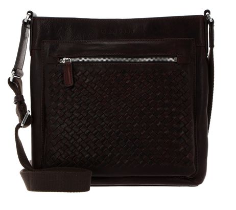 bugatti Woven Cross Over Bag Flat Darkbrown