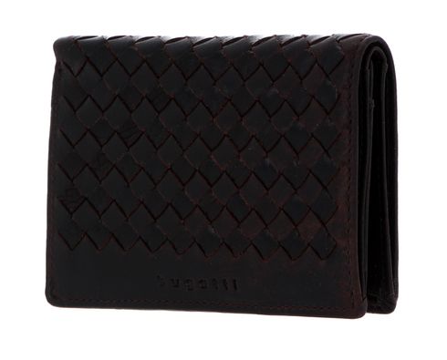 bugatti Woven Upright Wallet Darkbrown