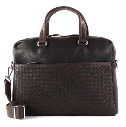 bugatti Woven Briefcase Simple Darkbrown