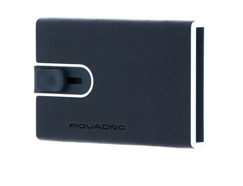 PIQUADRO Black Square Credit Card Case Slider RFID Blu Oceano