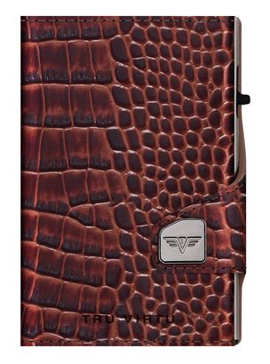 TRU VIRTU Click & Slide Coin Pocket Croco Brown / Silver