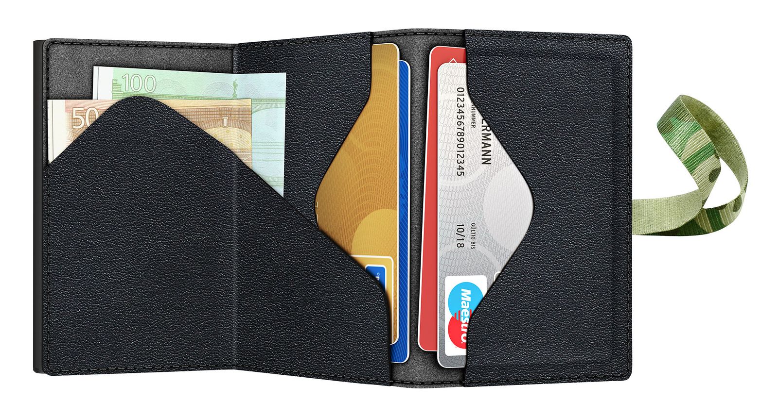 TRU VIRTU Click & Slide Strap Cross Wallet Nappa Black Camouflage / Black TRU VIRTU Click & Slide Strap Cross Wallet Nappa Black Camouflage / Black