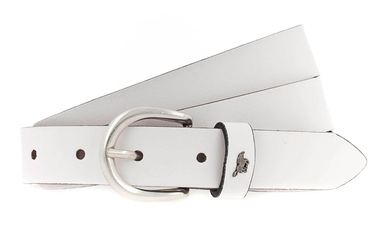 Cintura Donna MUSTAIN Pelle - Modello Sottile 2.5 Cm - Colore Bianco - Taglia W85 (Regolabile Da 80 A 92,5 Cm)