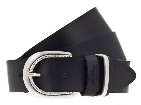 MUSTANG 35mm Leather Belt W80 Black