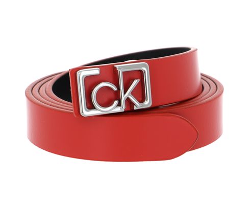 Calvin Klein Small CK Plaque Skinny Belt W100 Vibrant Coral