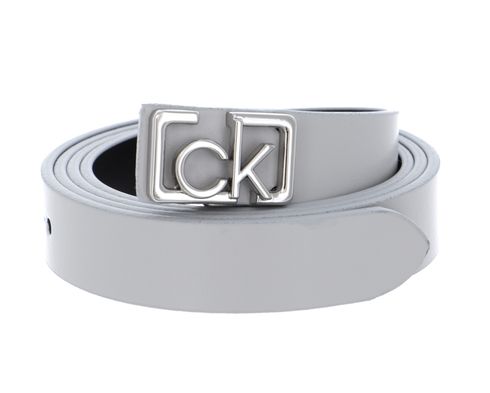 Calvin Klein Small CK Plaque Skinny Belt W90 Cement