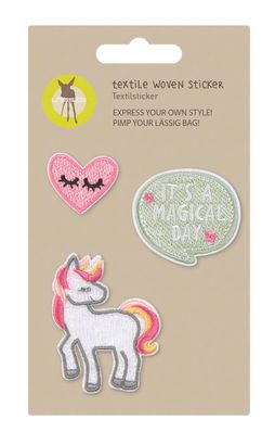 Lässig Textile Woven Sticker Set 3-teilig Unicorn