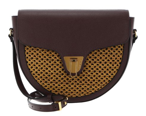 COCCINELLE Beat Paglia Rete Crossbody Bag Chocolate / Caramel