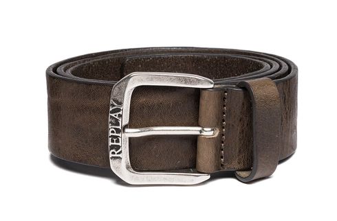 REPLAY Vintage Leather Belt W105 Faded Grey Mud