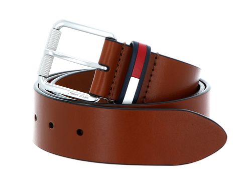 TOMMY HILFIGER TJM Flag Roller Belt 4.0 W80 Natural Cognac