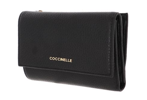 COCCINELLE Metallic Soft Wallet Grainy Leather Noir