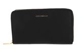 COCCINELLE Metallic Soft Zip Wallet Grainy Leather Noir