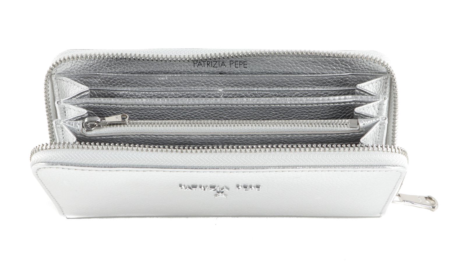 PATRIZIA PEPE Pepe City Zip Around Wallet Silver