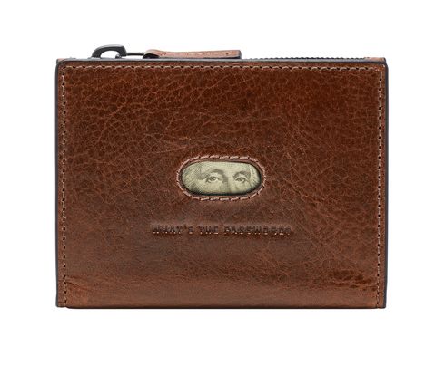 FOSSIL Andrew Magnetic Zip Card Case Cognac