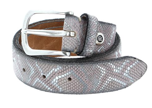 b.belt Sabia Ledergürtel W90 Rosa / Silber Metallic