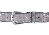 b.belt Sabia Ledergürtel W100 Rosa / Silber Metallic