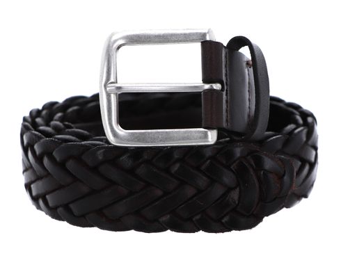 Marc O'Polo 35mm Braided Leather Belt W85 Dark Brown