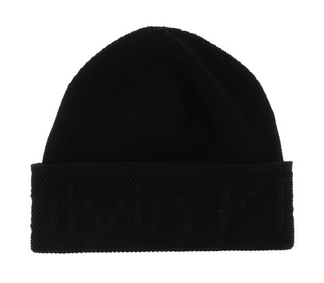 Calvin Klein Debossed Rib Beanie CK Black