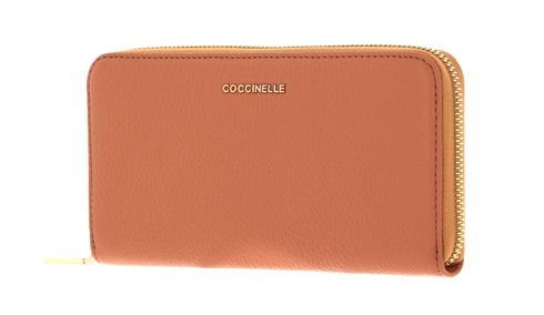 COCCINELLE Metallic Soft Zip Wallet Grainy Leather Almond